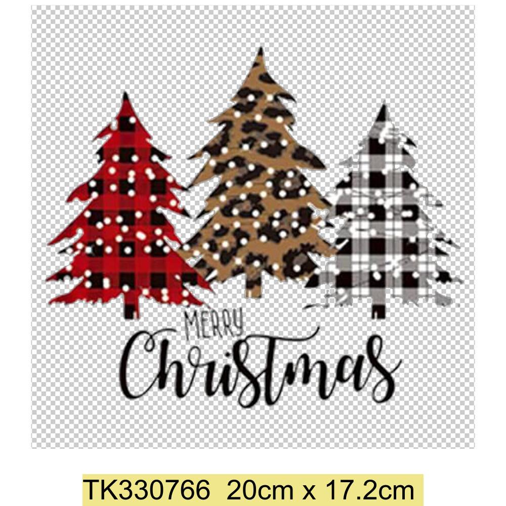 Iron On Christmas Snowmen Santa Claus Christmas Trees  Patch DIY Heat Transfer Tops Appliqued Vinyl Iron On Clothes Stickers