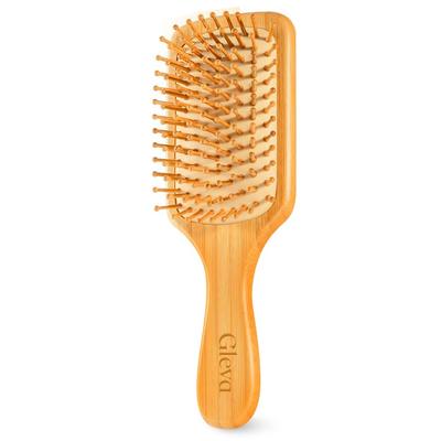 Gleva Bamboo Detangler Hair Brush for Curly, Thick, Straight Hair, Detangler Brush for Wet & Dry Hair, Anti-Frizz & Scalp Massager Wooden Brush with
