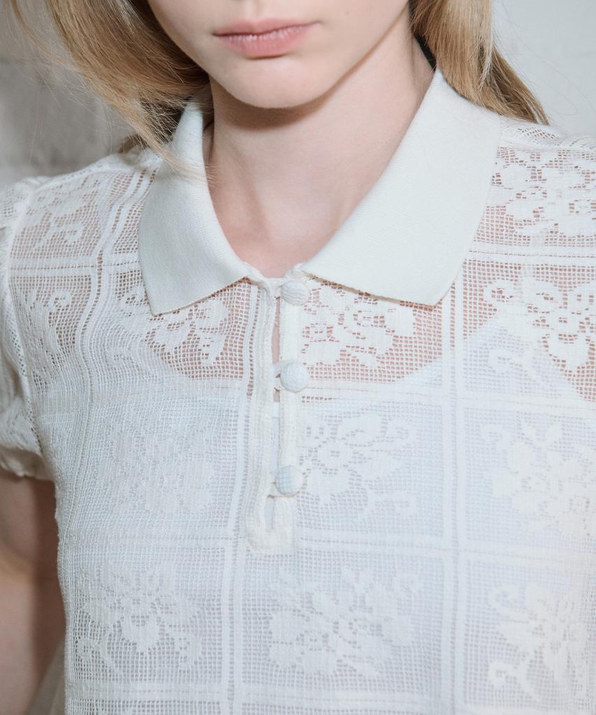 SINOON Rose Lace Volume Blouse (Ivory)