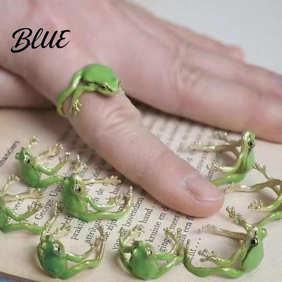 Gender-neutral Frog Ring 2Pcs Finger Rings Handmade Tree Design Bands