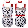 Costume de Dalmatien pour Filles Manches Courtes Double Bretelles Découpe à la Taille Maillot de Bain Scintillant Strass avec Collier pour Spectacle de Danse