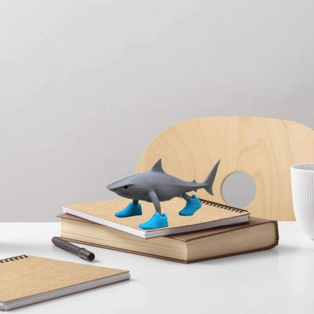 Desk Decor Shark Figurine Toy 3D Printed Shark Meme Figurines  for Colleagues and Friends