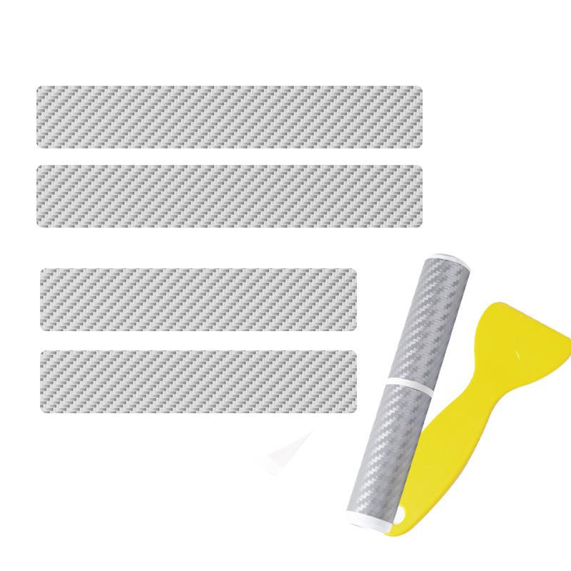 4Pcs Universal Carbon Fiber Leather Car Door Sill Protection Film Diy Paste Waterproof Anti Scratch Strip Car Sticker