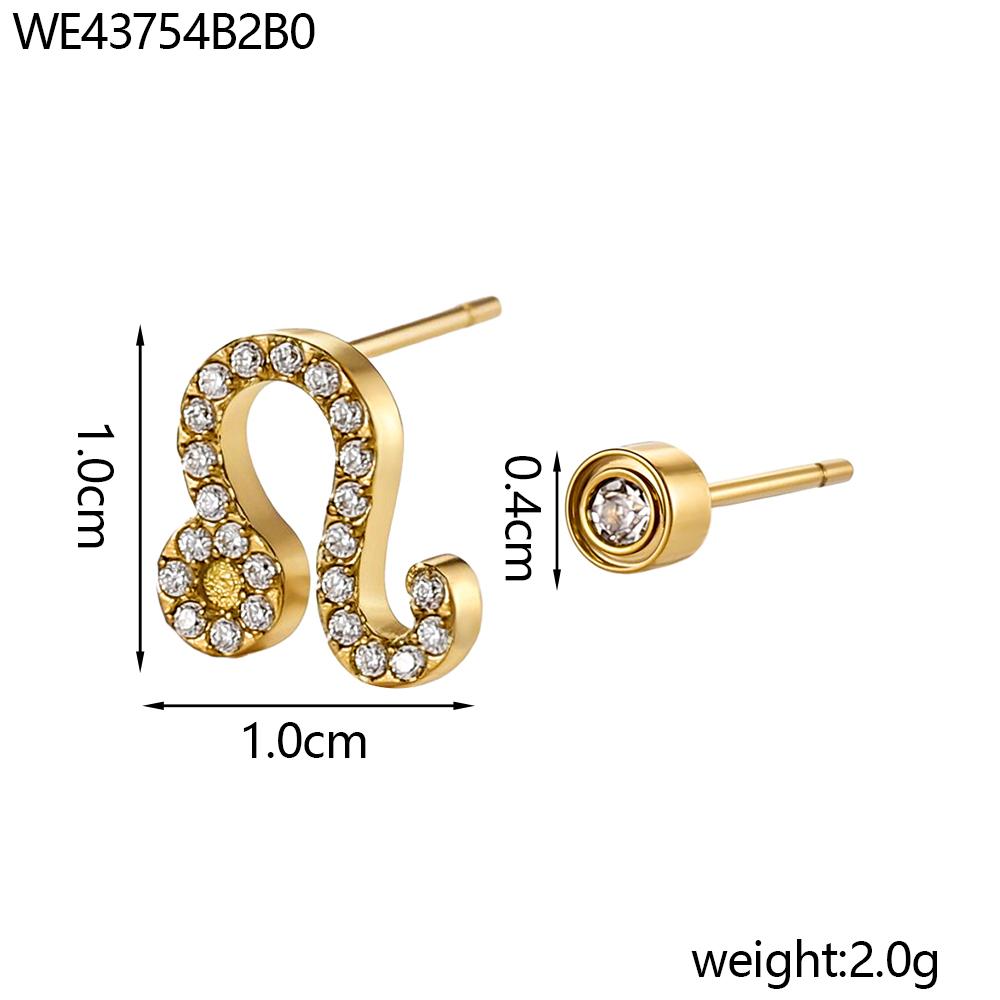 

CARLIDANA Elegant Stainless Steel Zodiac Stud Earrings Sparkling CZ Horoscope Jewelry Gold Plated Fashionable Women Gift