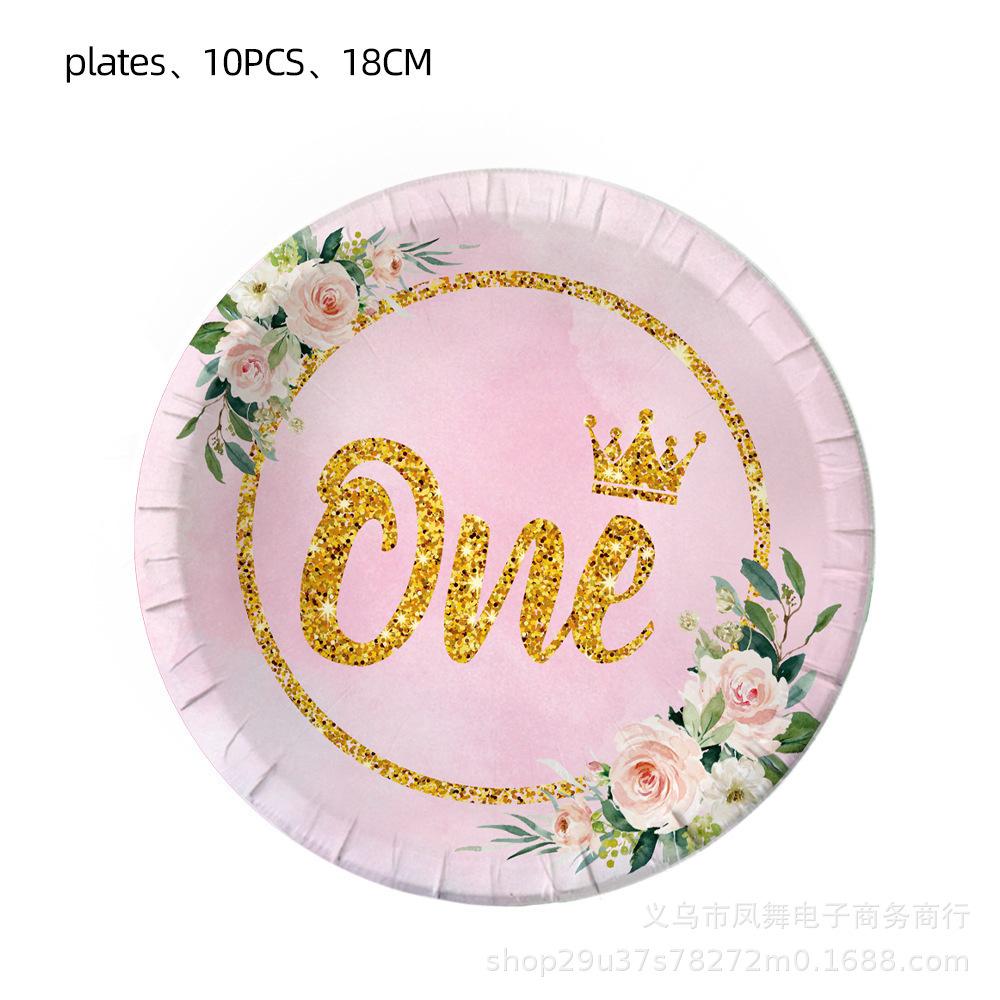 Pink Princess Style My 1St Birthday Party Supplies Paper Plates Paper Cups Paper Tissue Girls Birthday Party Ornaments