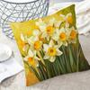 1pc Vintage Style Daffodil Print Pillow Cover