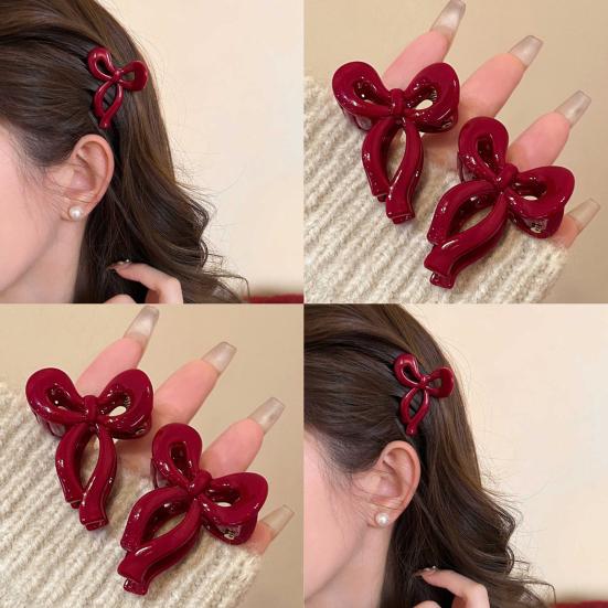 Hair Pin Stable Non-Slip Mini Bow Shape Alloy Hair Pin Glossy