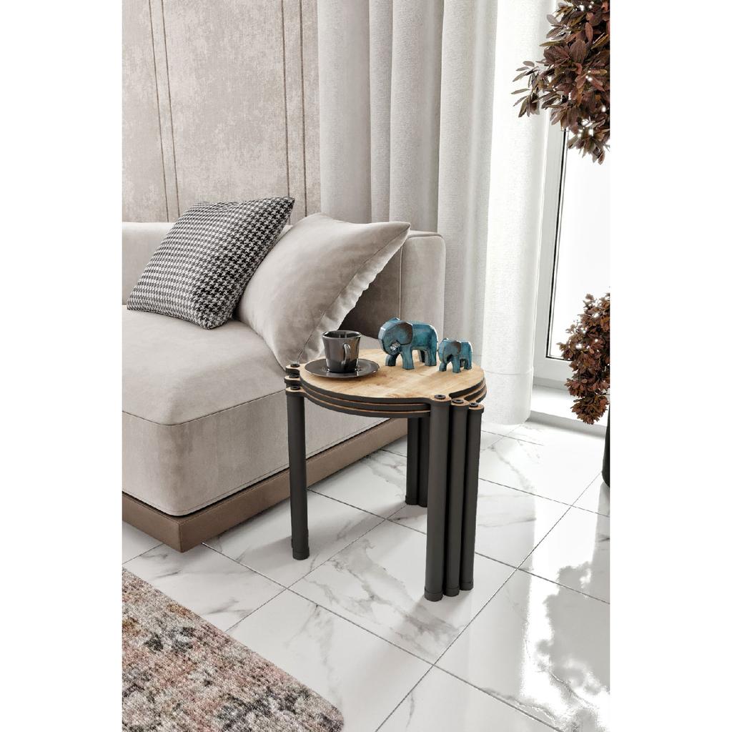 La Via Sapphire Oak Round Nesting Nest 3 Piece