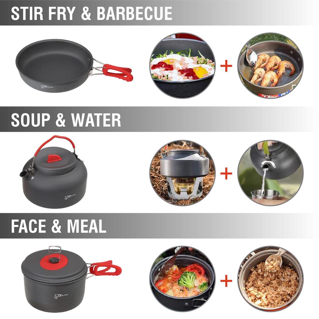 Coho Camping Cookware Set Camping Aluminum Cookware Set