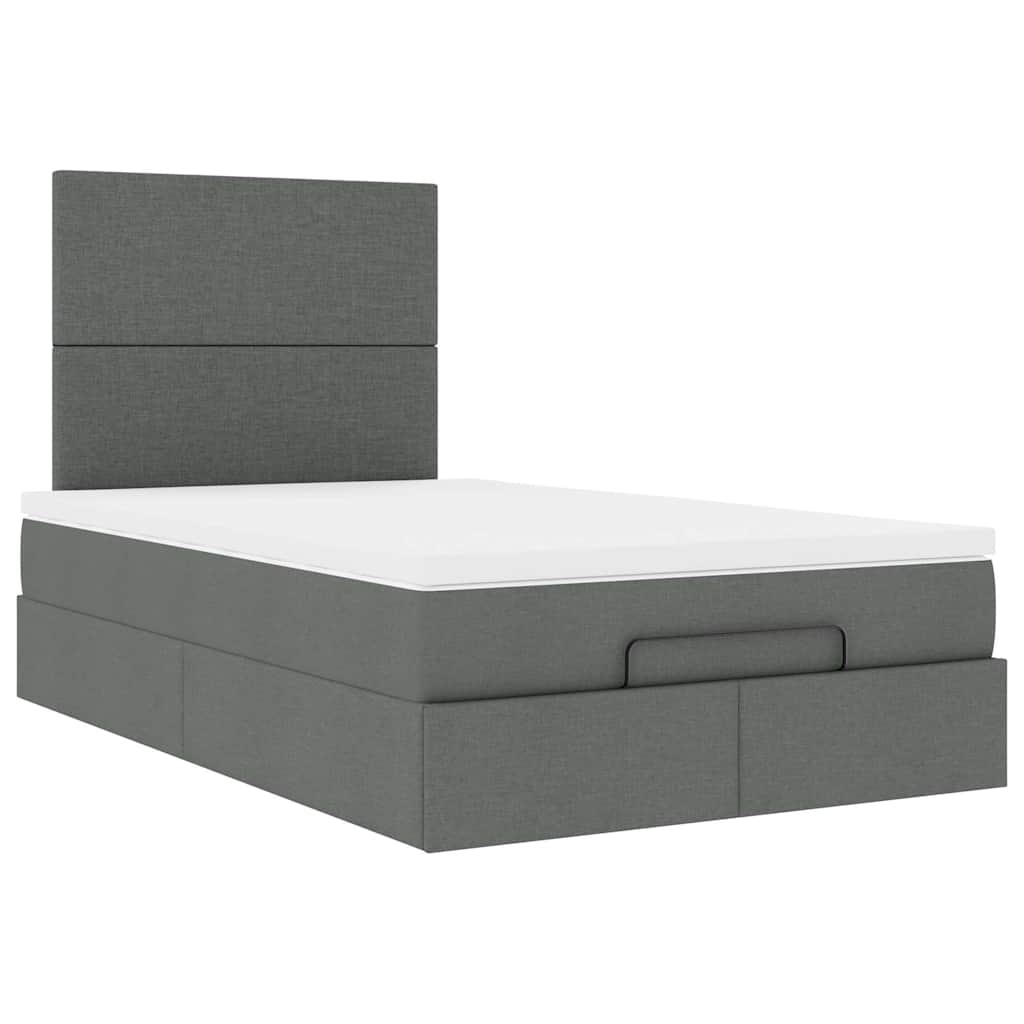 Enjoy Restful Nights with This Ottoman Bed with Mattress and LEDs In Dark Gray 120 X 200 Cm Fabric