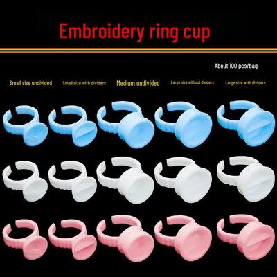 Eyelash and Tattoo Pigment Ring Cups, Large & Small Sizes, 100 Pcs/bag