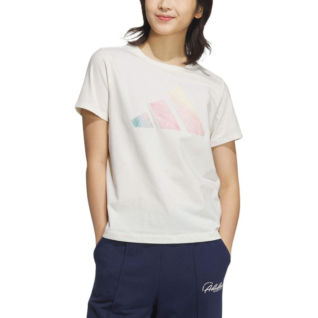 Adidas Sport Performance Simple Logo Versatile Short Sleeve T-Shirt Women T-Shirts White JL6284