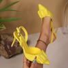Fashion Fashion Yellow High Heel Sandals Women Buckle Slingback Pointed Toe Party Slippers Plus Size Ankle Buckle Thin Heels Sandals