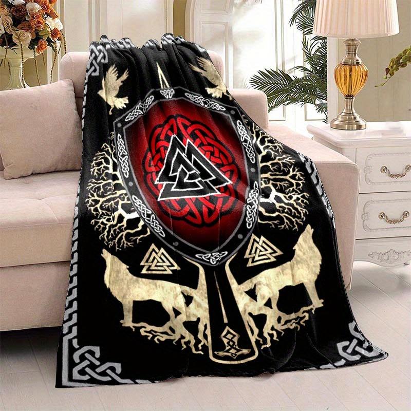 Viking Rune Ultra-Soft Plush Throw Blanket – Vibrant Colors for Home, Office, Car, Camping – Durable, Easy Care, Cozy Gift