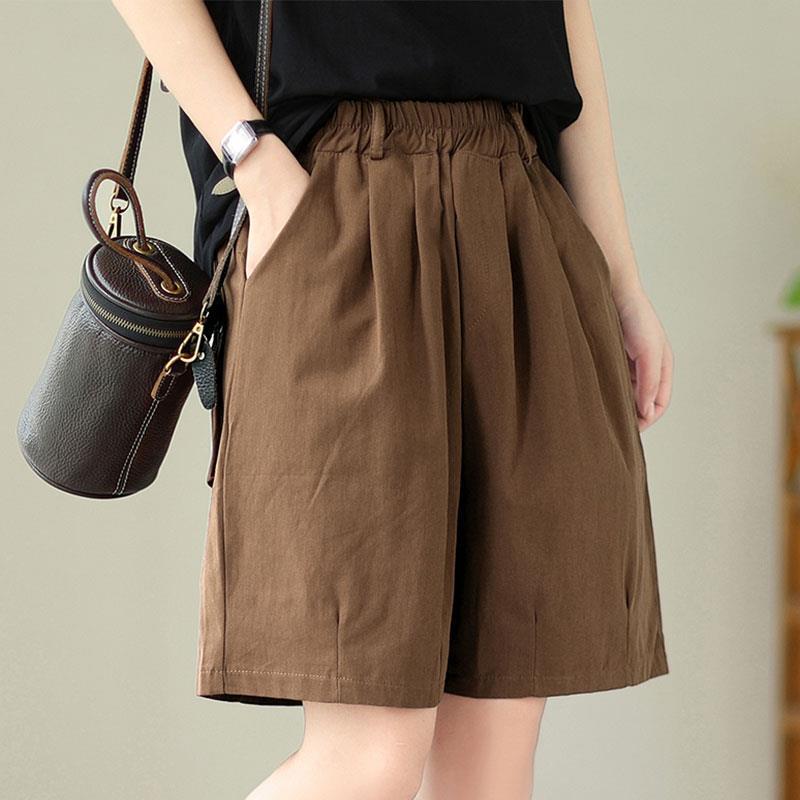 

Women s 2026 Summer Casual Plus-Size Loose Wide-Leg Shorts M хаки