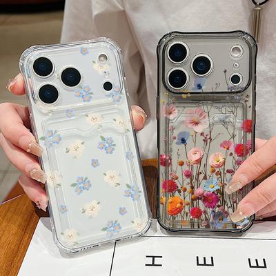 Siliconen Hoesje Voor iPhone 16 Pro Max Funda iPhone 17 Air 15 14 13 12 Pro Max 11 kleurrijk Klein Bloemenpatroon Hoesje Steek de kaart erin Siliconen Hoesje
