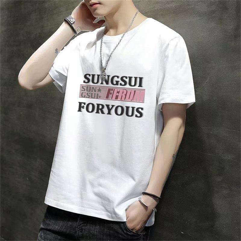 Men'S Short-Sleeved T-Shirt New Summer Trend Korean Version Loose Bottoming Shirt Clothes T-Shirt Large Size Teen