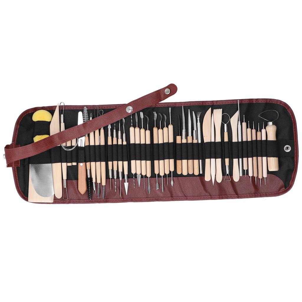 41Pcs Pottery Tools Set Soft Clay Sculpting Carving Trimming Knife Dotting Pens Kit