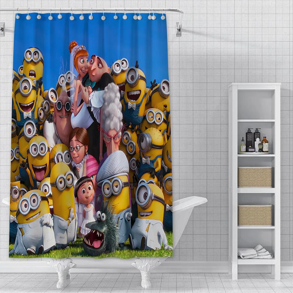 JDJ32Hot S-Minions Cartoon Shower Curtain Waterproof Polyester Fabric Paint Colorful Bath Curtains Home Bathroom Curtain Wit3M