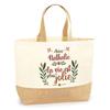 Jute Tote Bag - PLANETEE - Nathalie Jute Bag «life Is Prettier» - Multicolored - Natural Jute - Shoulder Bag