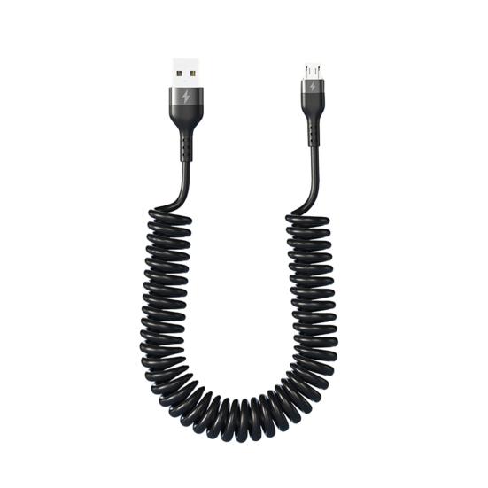 

Зарядний кабель Телескопічний дизайн Пружинне заряджання Захист від обмотки 5A Fast Line Type-C/USB/8-контактний Аксесуари для даних Телефон 150CM Android чорний