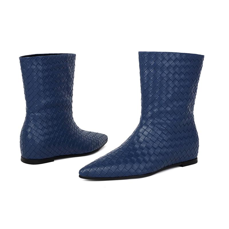Women's flat-bottomed short boots spring and autumn large size European and American style woven casual short boots