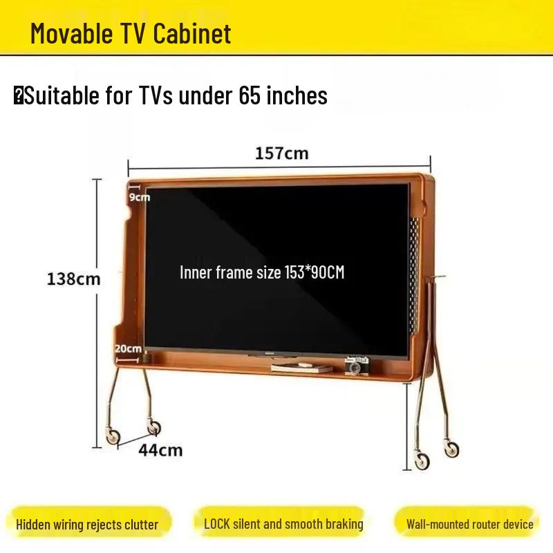 Vintage Movable TV Cabinet with Push-Pull Design for Living Room or Bedroom