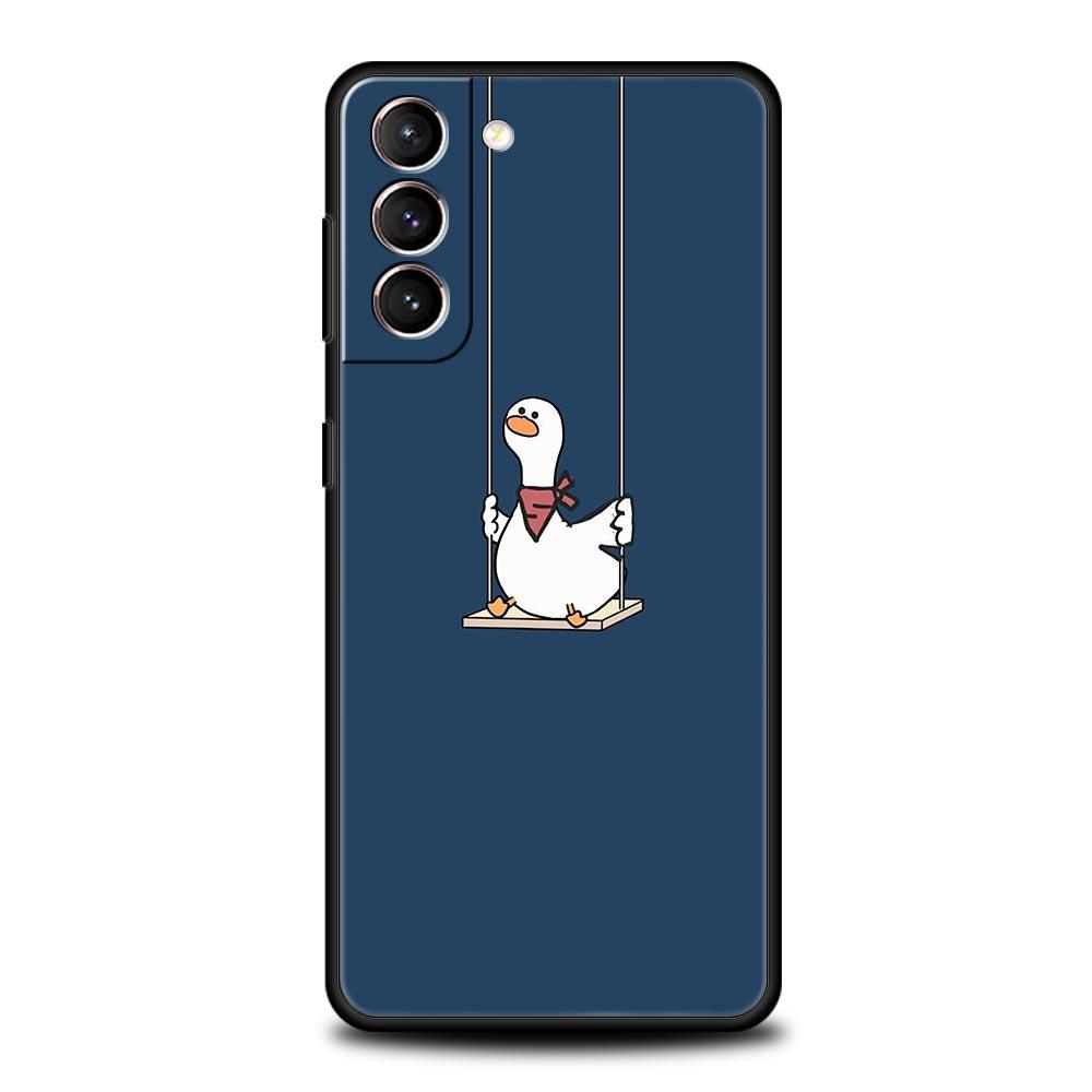 Cute Cartoon Duck Phone Case For Samsung Galaxy S24 S23 S22 S20 Ultra S21 FE 5G S10 S9 Plus S10E S8 Soft Silicone Cover
