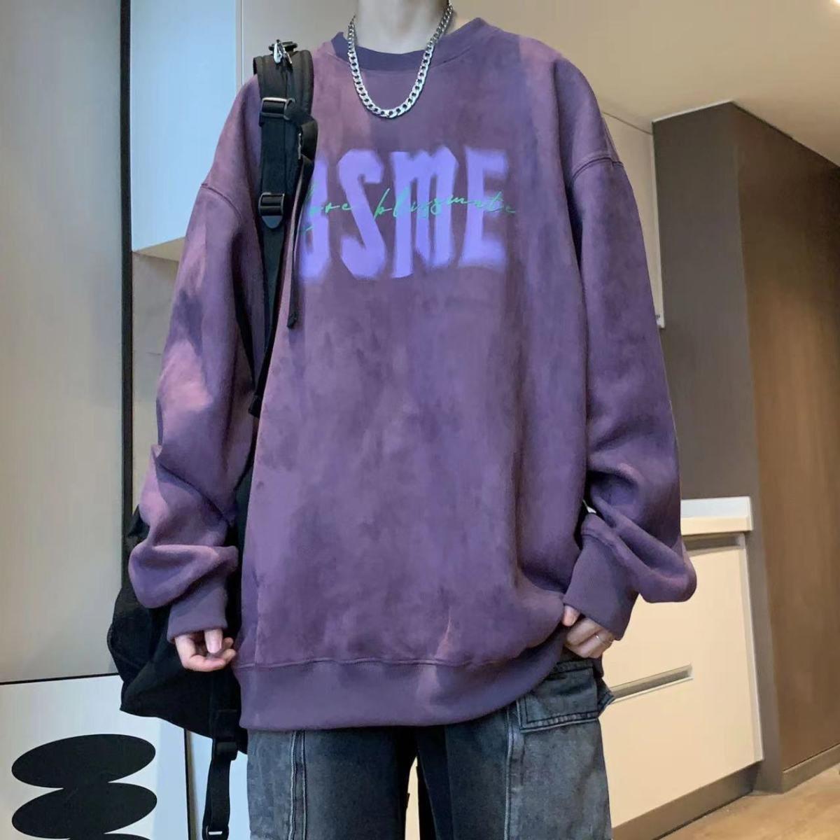 

Новый унисекс свитшот флис с принтом букв и круглым вырезом - Свободный повседневный осенне-зимний топ M (70-100 lbs)