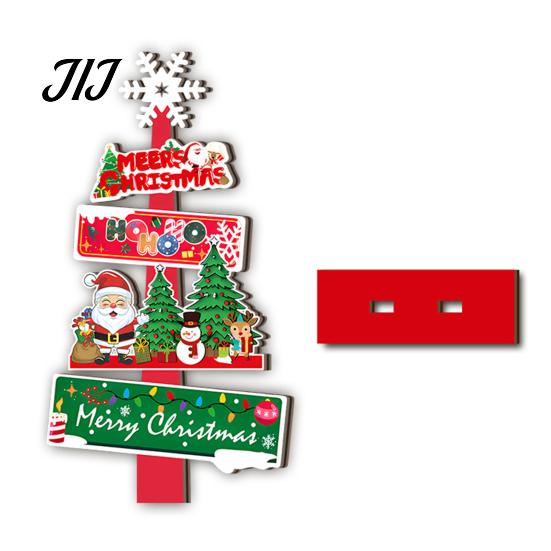 Double Sided Printed Decorations 2D Wooden Christmas Tabletop Ornaments, Xmas Tree Santa Lightweight Trees Snowman Sign with Stand, Holiday