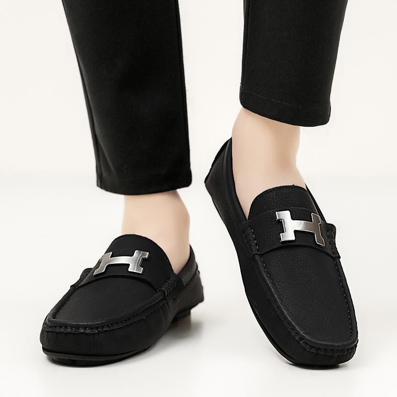 Doudou Shoes Men's Trendy Light Luxury British Style Soft-soled Casual Shoes Lazy People Can Wear Driving Loafers with One Foot