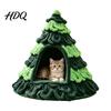 Felt Cat Bed Christmas Tree Cave Foldable Semi-Enclosed House Cozy House Warm Holiday Pet Hideaway for Indoor Cats Seasonal Home Decor Small