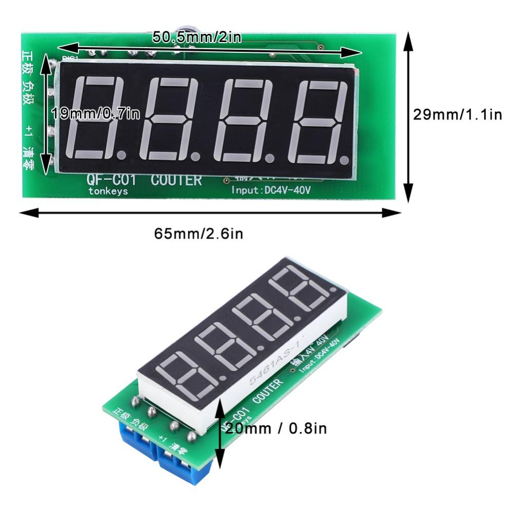 QF-C04 4-Digit Digital Counter Module with Memory Function DC4-40V Counter Module Red Light Electrical Equipment