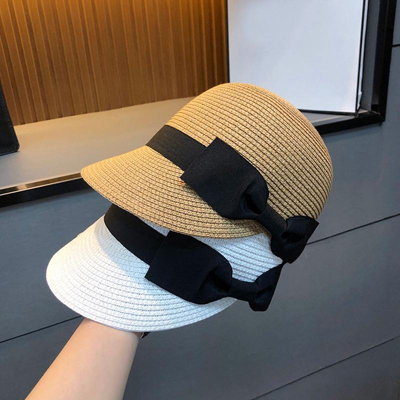 Summer Straw Hats For Women Fashion Bow Breathable Sun Hat Casual Wide Brim Straw Equestrian Caps Travel Beach Cap Chapeau