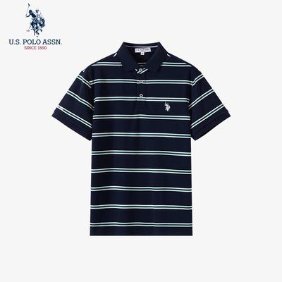 Men's Striped Short Sleeve Polo Shirt