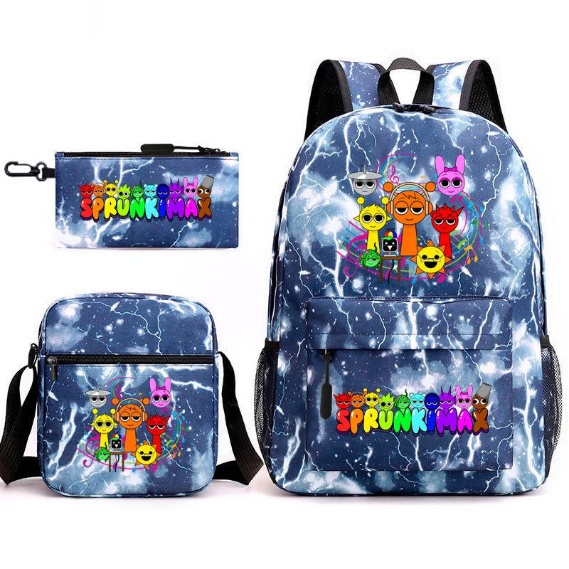 Anime Cartoon Backpack Sprunki Large Capacity Primary School Student Schoolbag Satchel Pencil Case