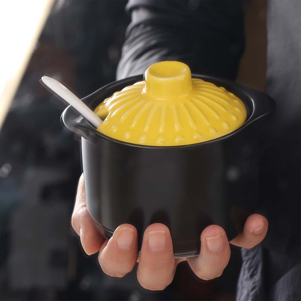 Keramik-Gewürzglas im japanischen Stil Staubdichter Schmortopf Haushaltsgewürz-Aufbewahrungsbox Arbeitsplatte