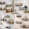 4 Sets of Hanging Floating Shelves, Metal Wire Storage Basket with Wood Bottoms, Hanging Storage Wall Shelf, Wall Mounted Shelves