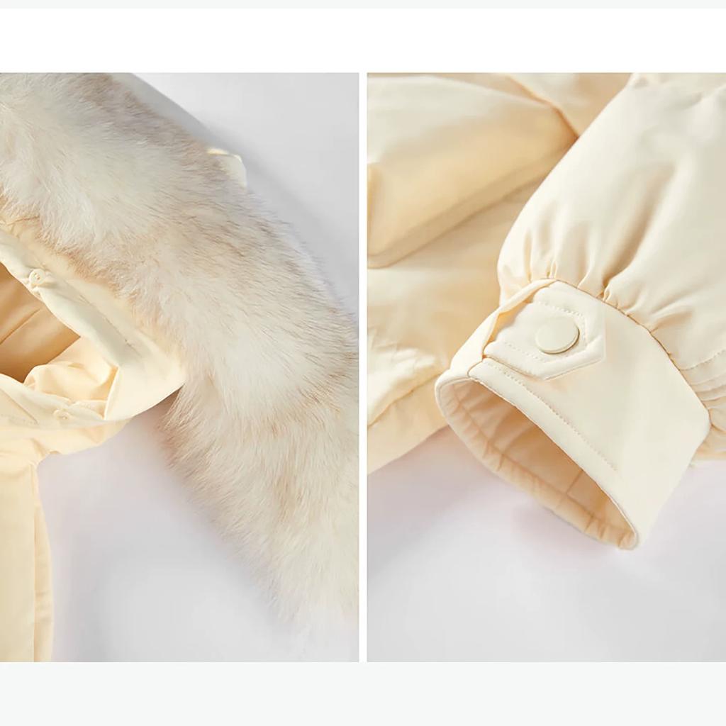 Niaojia women's clothing label cutting autumn and winter new joint fur collar down jacket women's 90 white duck down pie overcome C4589/G-7