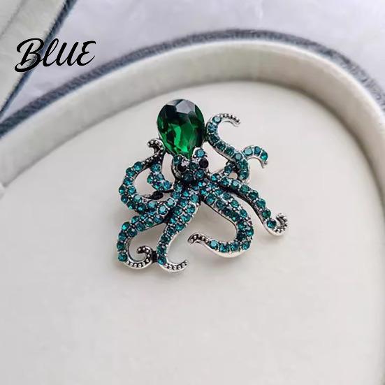 Verschleißfeste Brosche Funkelnder Oktopus Strassstein Anstecker Meeresbewohner Revers Modisch