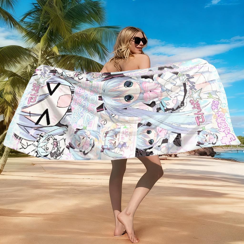 1pc Anime Girl Beach Towel Quick-drying Super Absorbent Suitable for Swimming Beach Vacation Pool Gym Summer Gift for Friends