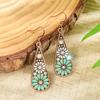 Fashion Ethnic Boho Enamel Flower Long Drop Dangle Earrings For Women Rhinestone Geometric Waterdrop Vintage Wedding Zircon