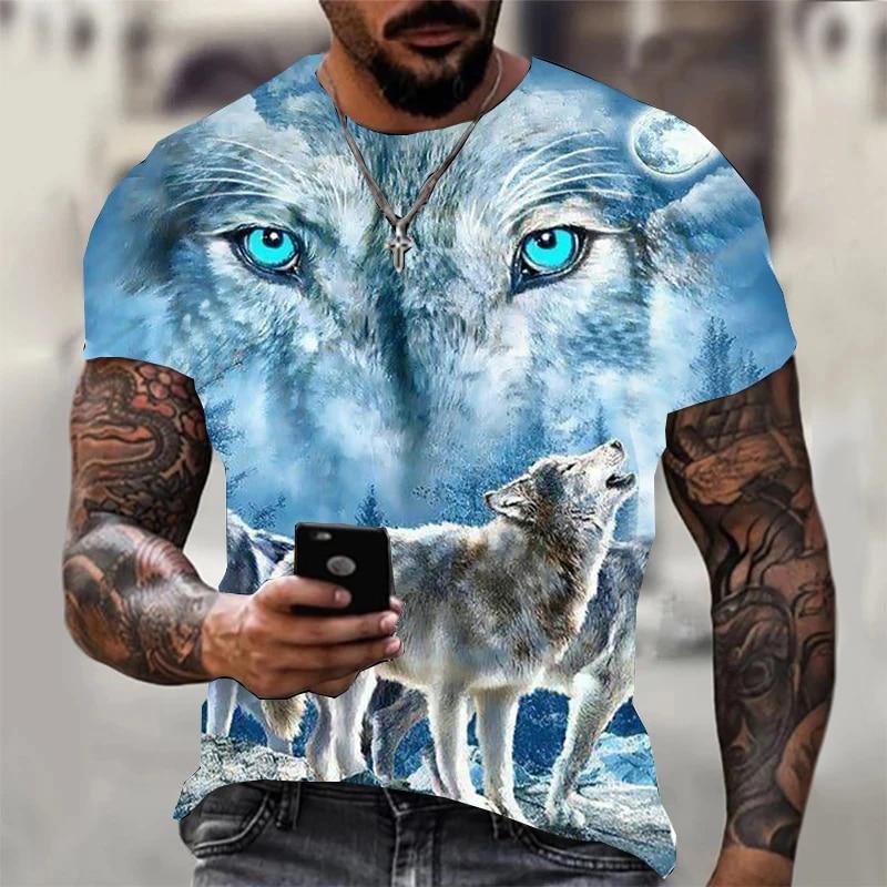 3D Print Wolf Tričko pro muže Letní oversized Topy s krátkým rukávem Pulovr 2023 Móda Streetwear Pánské cool oblečení Levné Trička