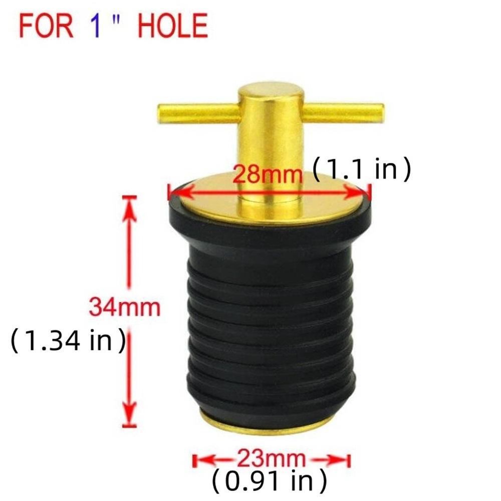 DollaTek Brass T-Handle 1” Or 1-1/4” Drain Plug For Boat (1” Drain Plug)