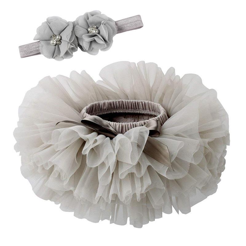 Conjunto de Shorts/Saias para Cobertura de Fraldas para Bebê Menina + Faixa de Cabeça para Bebês Recém-Nascidos Crianças Saia Tutu Fofa de Tule com Renda para Meninas