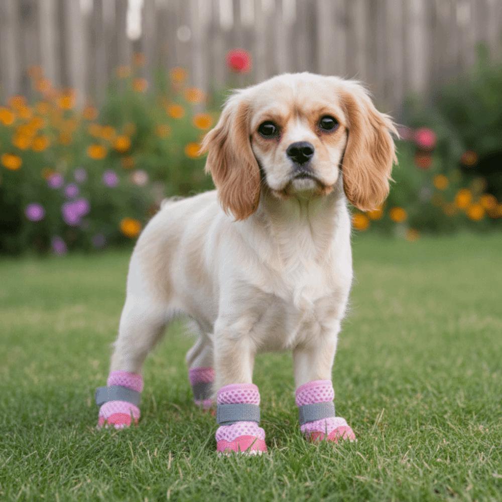 4pcs/set Breathable Anti-Slip Dog Boots Adjustable Dog Paw Protectors Pet Sneakers Training