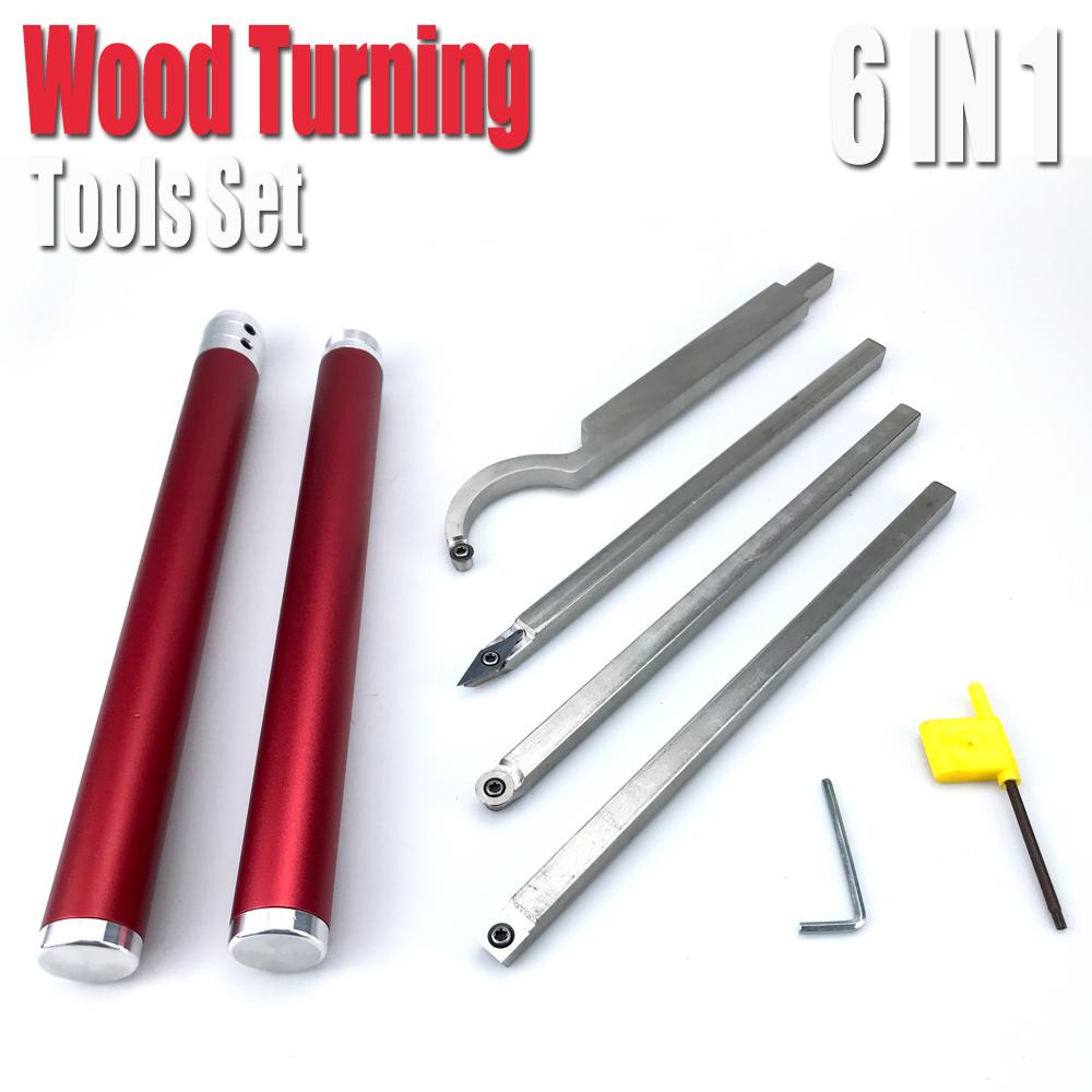 Woodturning Tools Set Woodworking Chisel Carbide Inserts Cutter Stainless Steel Bar Aluminum Handle Wood Turning for Lathe