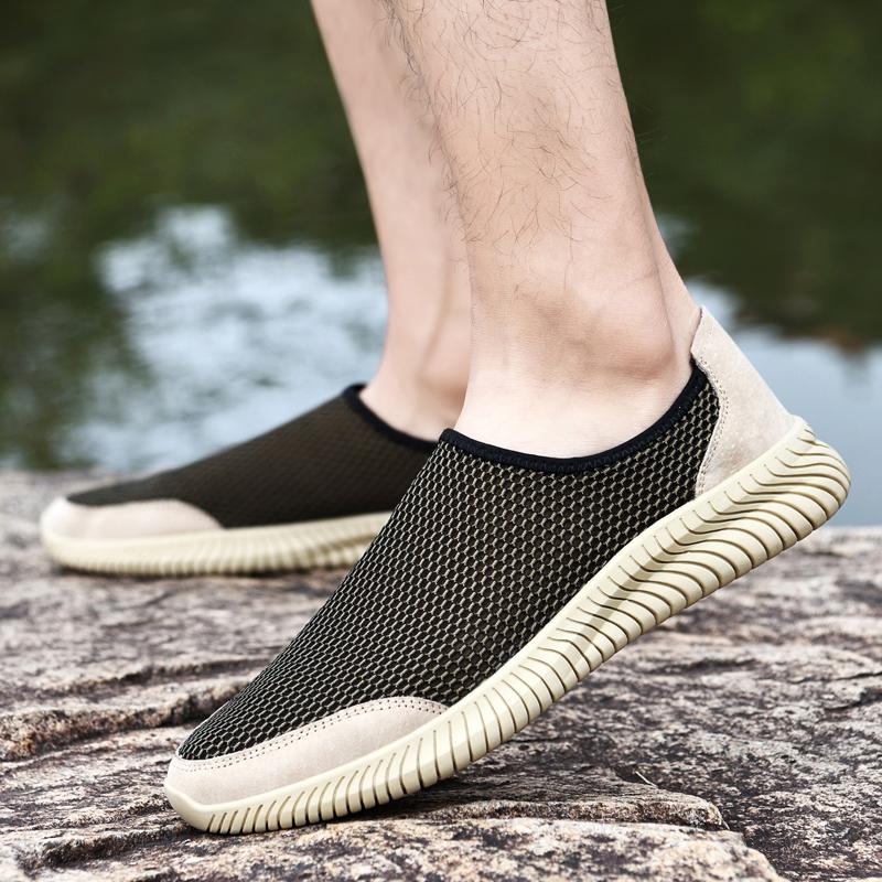 Summer Hot Selling Men's Mesh Casual Shoes Breathable Massage Soles Men's Driving Shoes Outdoor Beach Camping Shoes Anti Slip