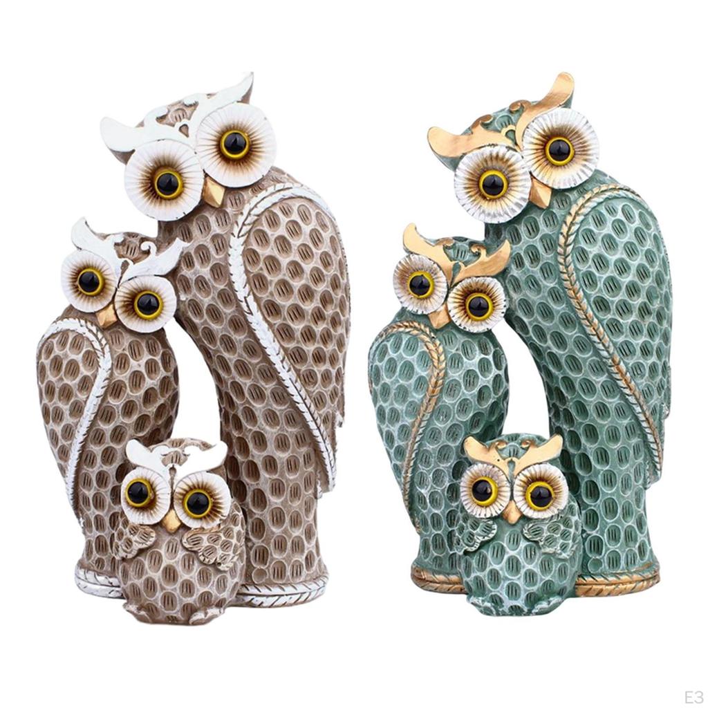 Resin Owl Family Figurines Home Decor Accents Housewarming Gift Decorative Crafts for