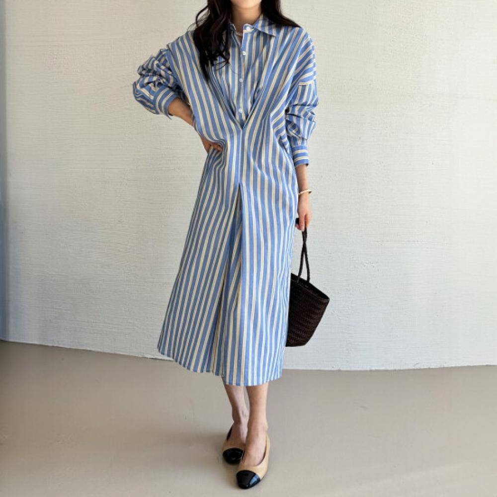 MorriS Coming Home Women S Stripe Long Shirt dreSS M2503op011a